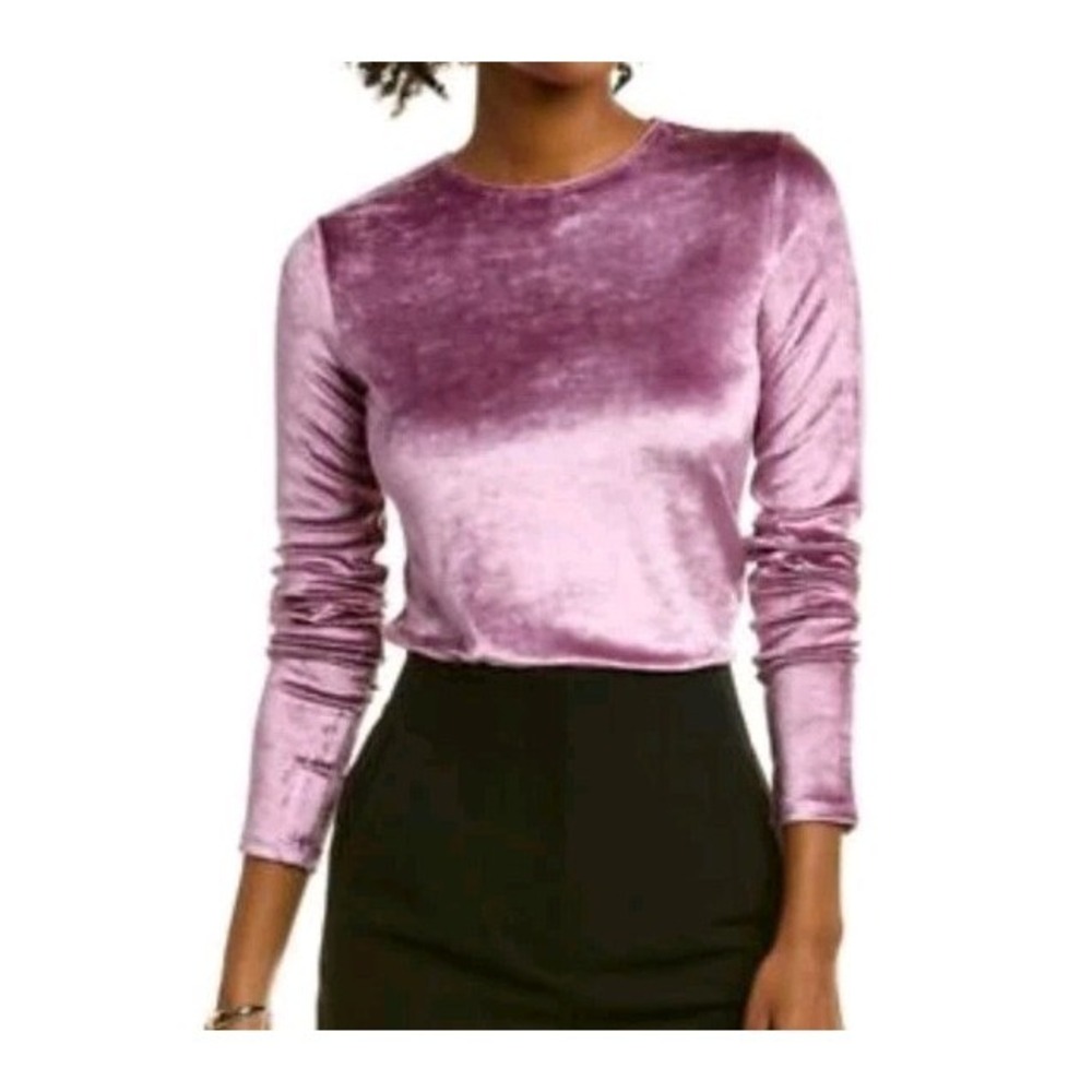 Vince Velour Blouse XL Purple Soft Long‎ Sleeve Crewneck in Purple